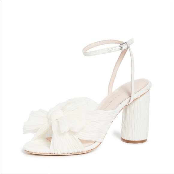 NWOT Loeffler Randall Camellia Pearl Pleated Bow Heel - Picture 2 of 8